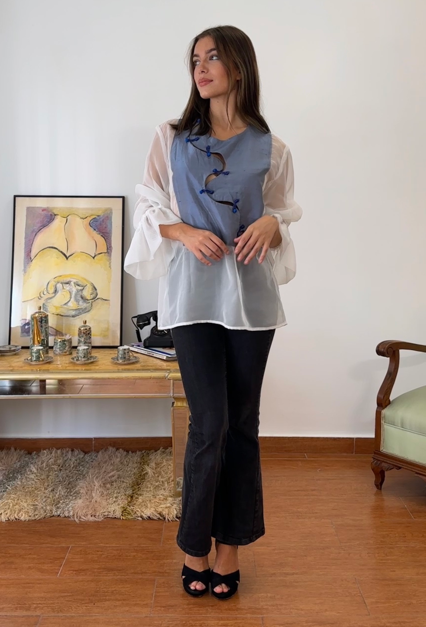 CAMISA BLANCA Y AZUL